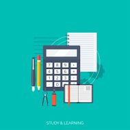 Flat concept education background Back to school Distance learning Study N35