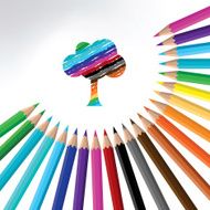 multicolor pencil and tree-illustration N2