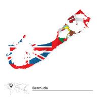 Map of Bermuda with flag