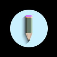 Icon of stylized pencil with shadow