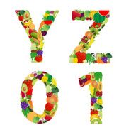 Vector illustration fruit and vegetable alphabet letter N5