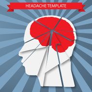 Headache Silhouette of human head with red brain