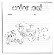 Worksheet with a boy and clock running