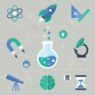 Science concept flat icons vector illustration