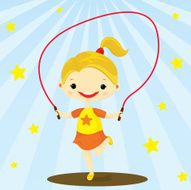baby girl playing jumping rope N2