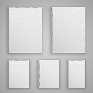 Set blank realistic spiral notepad