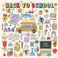 Back to school colorful doodle set Hand drawn vector illustration N2