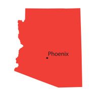 red map of Arizona with indication Phoenix