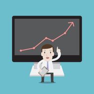 Businessman presentation with chart on monitor - Vector N2