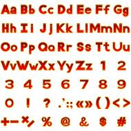 Set of red letters and numbers buttons