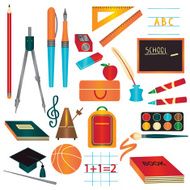 Colorful school supplies design element set N2