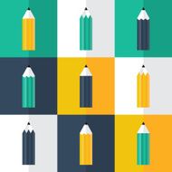 pencil flat icons set N2