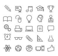 Education Thin Line Icons on White Background