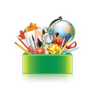 School supplies box isolated on white vector N2