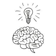 Creative brain Idea and light bulb
