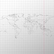 Political map of the world on exercise book vector