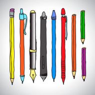 Vector sketch of pencils and pens N2