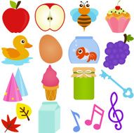 Cute Vector Back to school Alphabet (set 8) A-N