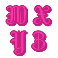 Alphabet letters W X Y Z in pink round capitals