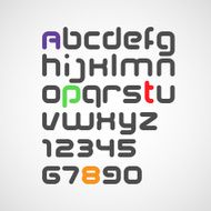 vector latin alphabet letters and numbers with rounded corners