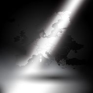 Europe map in the rays of light on gray background