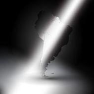 South America map in the rays of light background