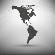 North and South America map on gray background