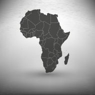 Africa map with the shadow on gray background