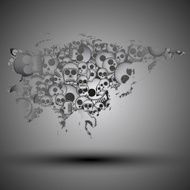 Eurasia map in the form of skulls background