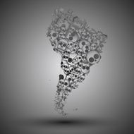 South America map in the form of skulls background