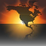 north america map on the sunset background vector