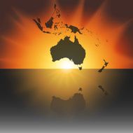 Australia map on the sunset background vector