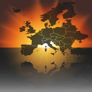 Europe map on the sunset background vector