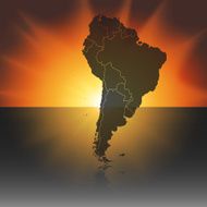 South America map on the sunset background vector