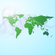world map on the green smoke background vector