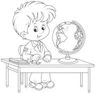 Schoolboy at geography lesson
