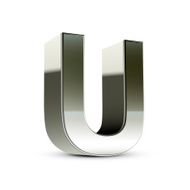 3d silver steel letter U N2