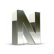 3d silver steel letter N