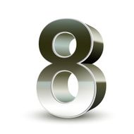 3d silver steel number 8 N2