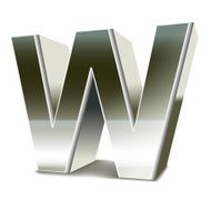 3d silver steel letter W