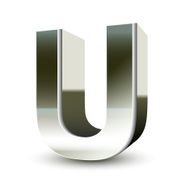 3d silver steel letter U N3