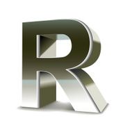 3d silver steel letter R N2