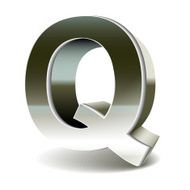 3d silver steel letter Q N2