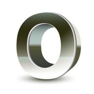 3d silver steel letter O