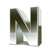 3d silver steel letter N N2