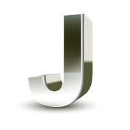 3d silver steel letter J N3