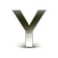 3d silver steel letter Y N3