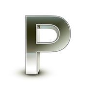 3d silver steel letter P