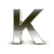 3d silver steel letter K N2