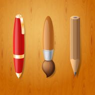 Pen pencil and brush icons
